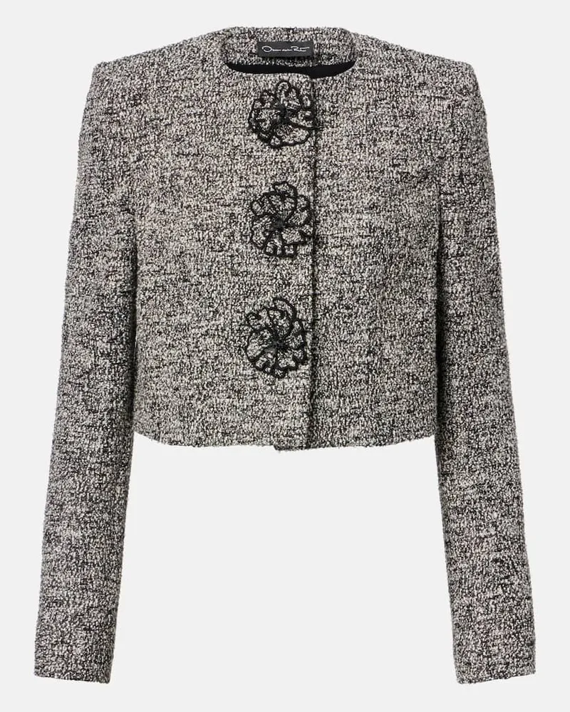 Oscar de la Renta Jacke aus Tweed Schwarz