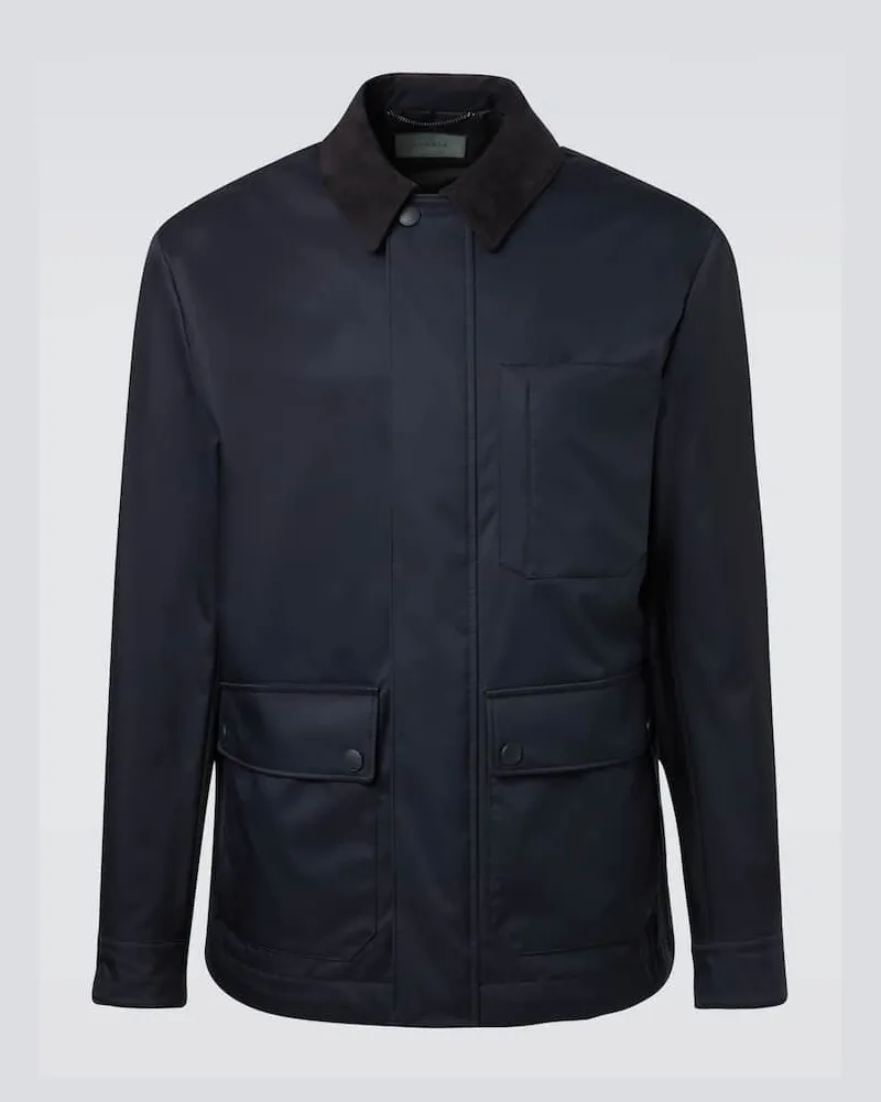 Canali Blouson mit Veloursleder Blau