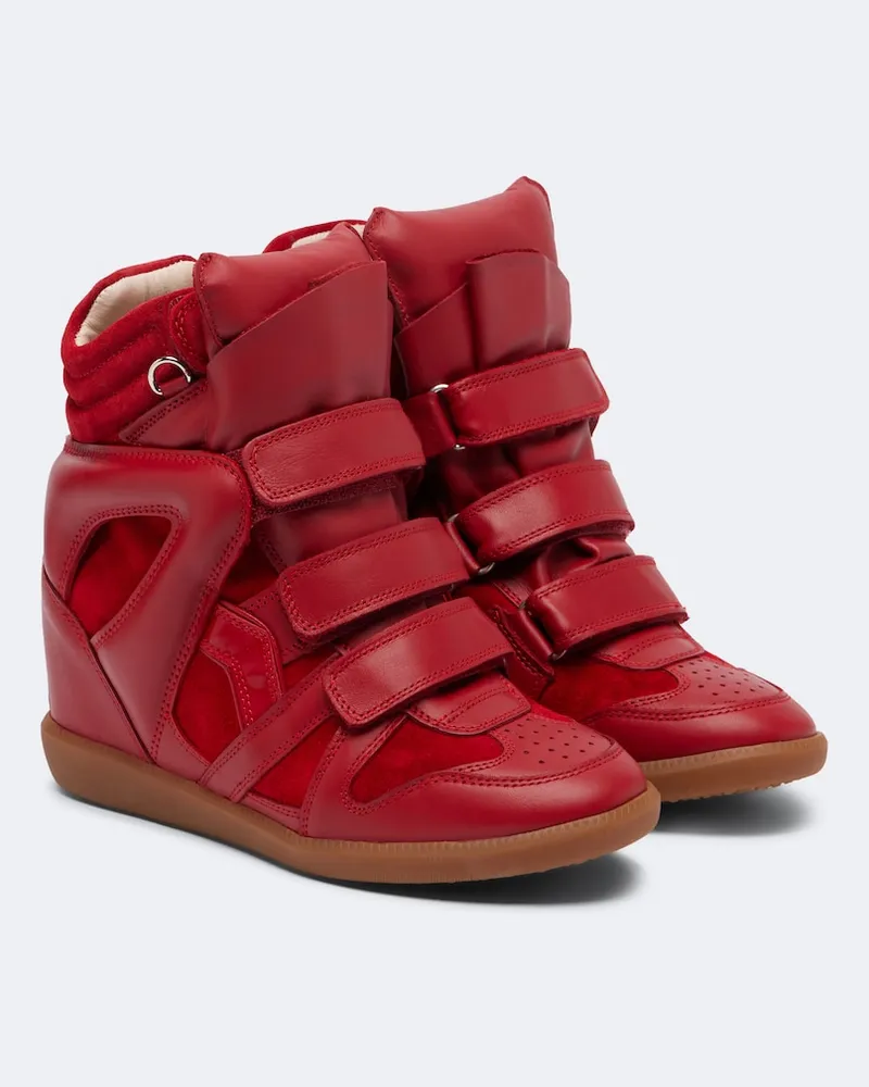 Isabel Marant Sneakers Beckett aus Leder und Veloursleder Rot