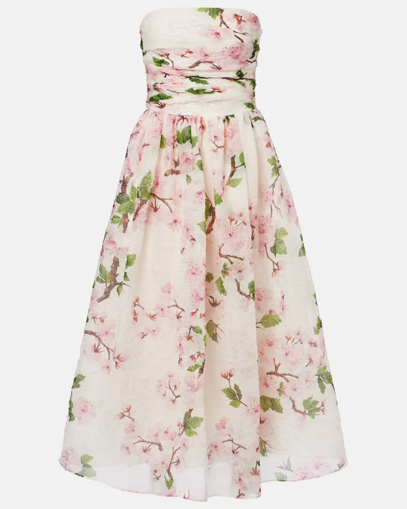 Oscar de la Renta Bustier-Kleid aus Organza Weiß