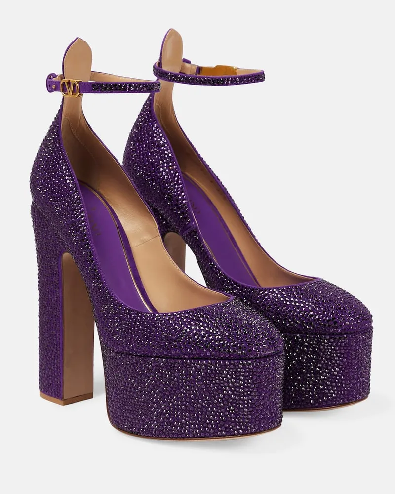 Valentino Garavani Plateau-Pumps Tan-Go 155 mit Kristallen Violett