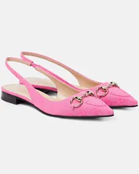 Gucci Slingback-Ballerinas Horsebit GG aus Canvas Pink