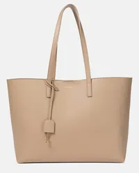 Saint Laurent Shopper E/W aus Leder Beige