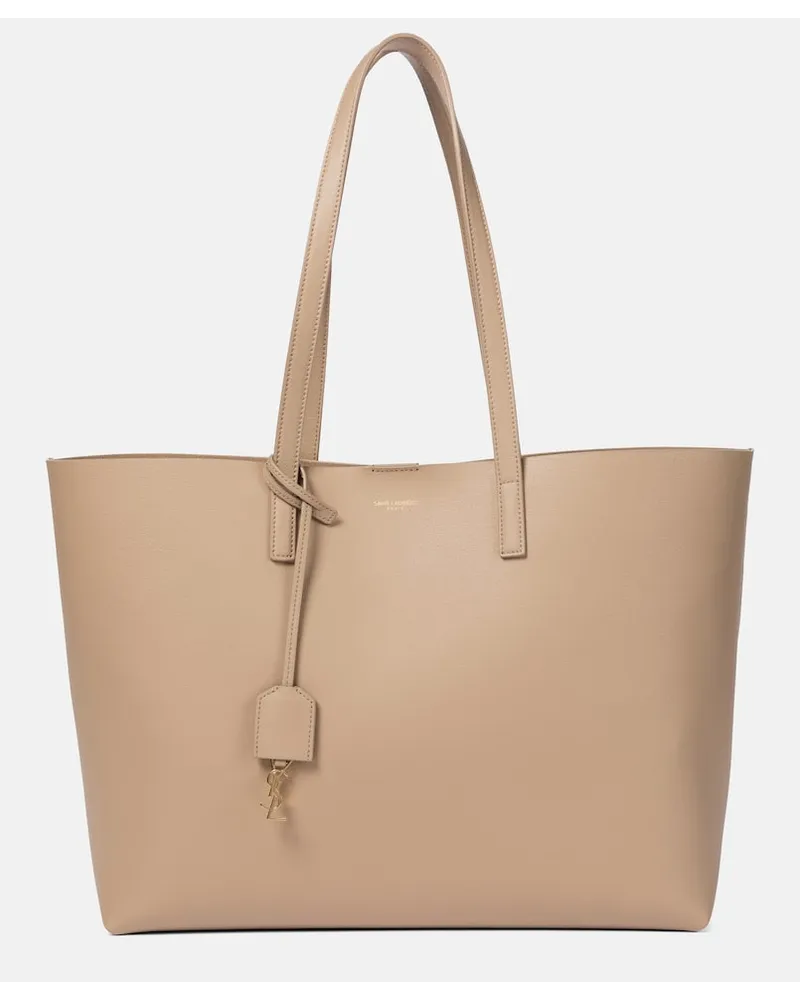 Saint Laurent Shopper E/W aus Leder Beige