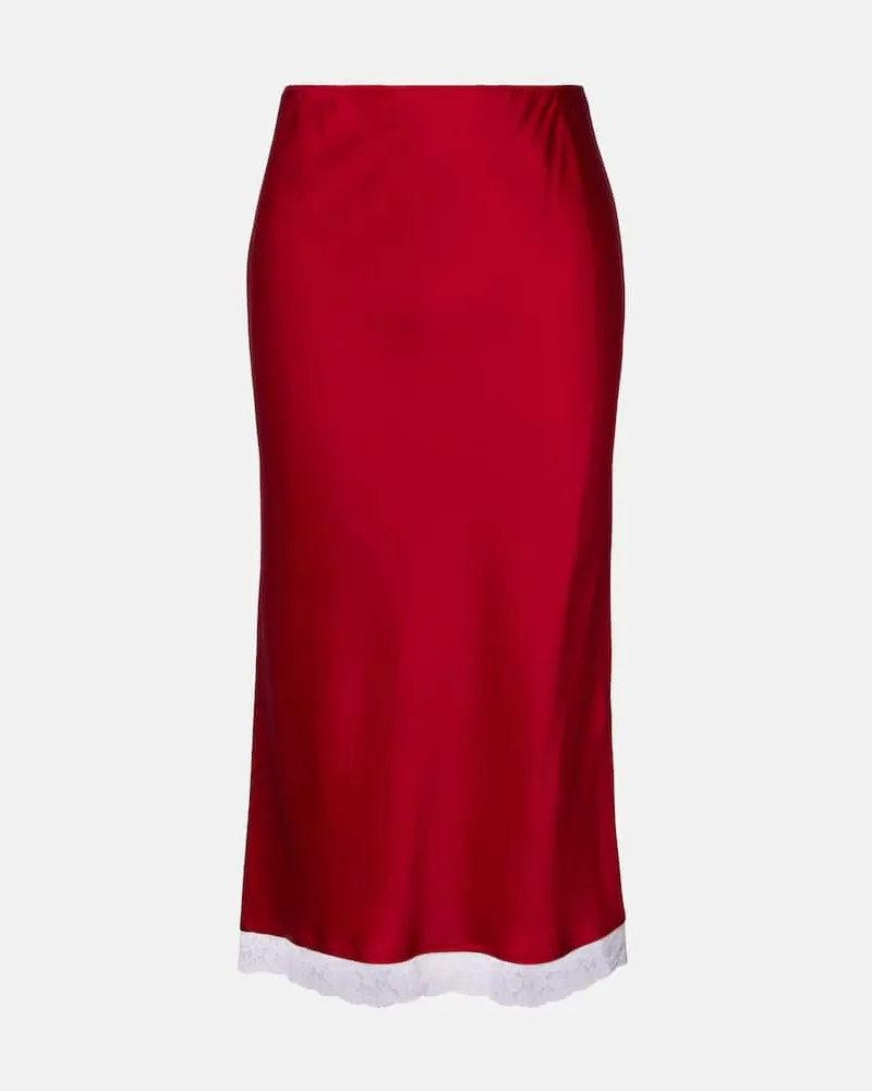 Victoria Beckham Midirock aus Satin mit Spitze Rosa