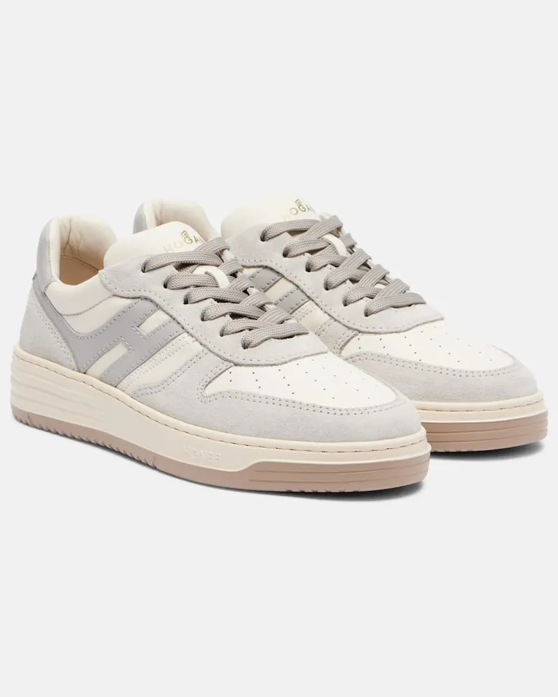 Hogan Sneakers H630 aus Leder und Veloursleder Grau