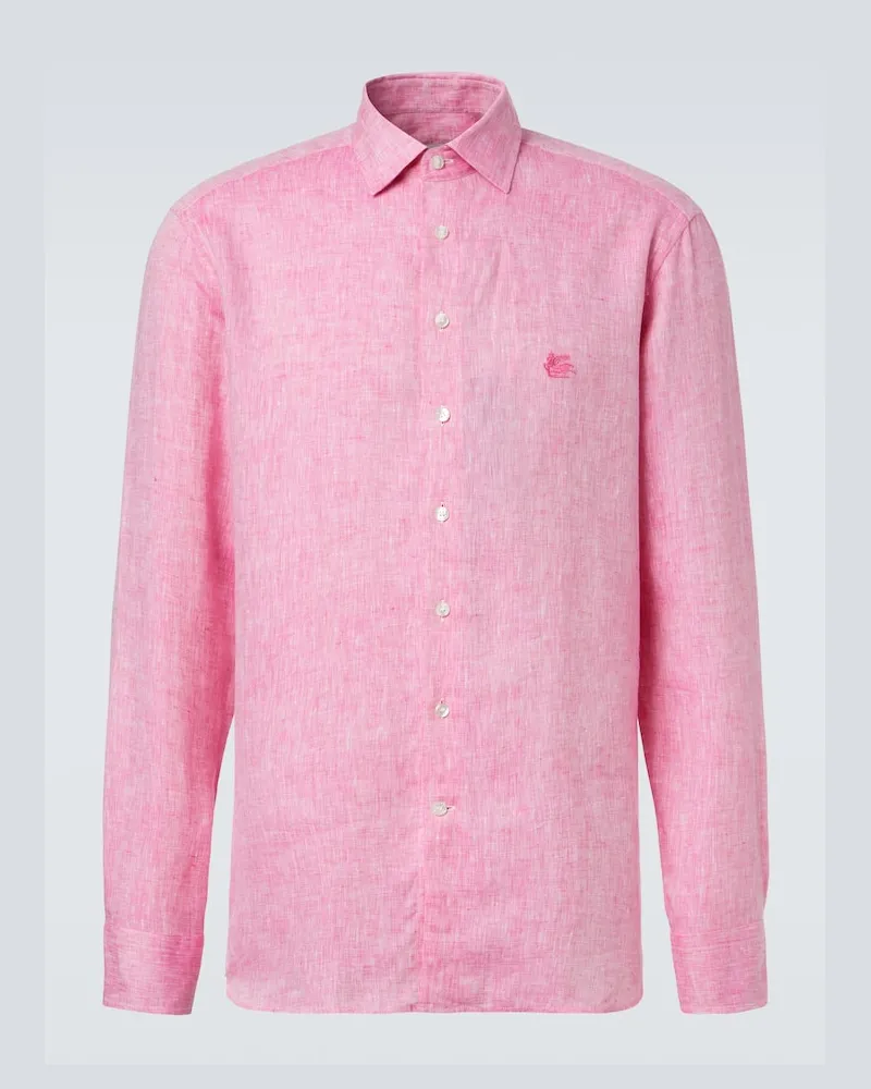 Etro Hemd Pegaso aus Leinen Violett