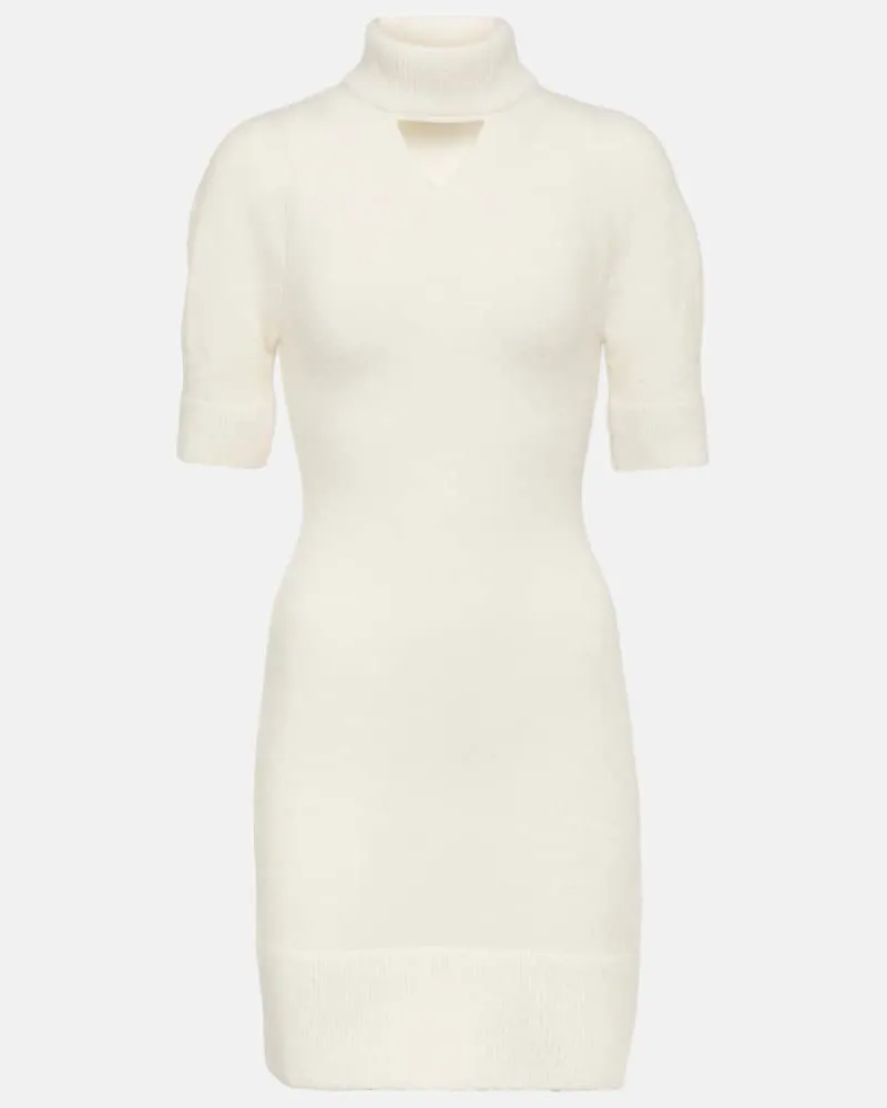 Patou Minikleid aus einem Alpakawollgemisch Weiß
