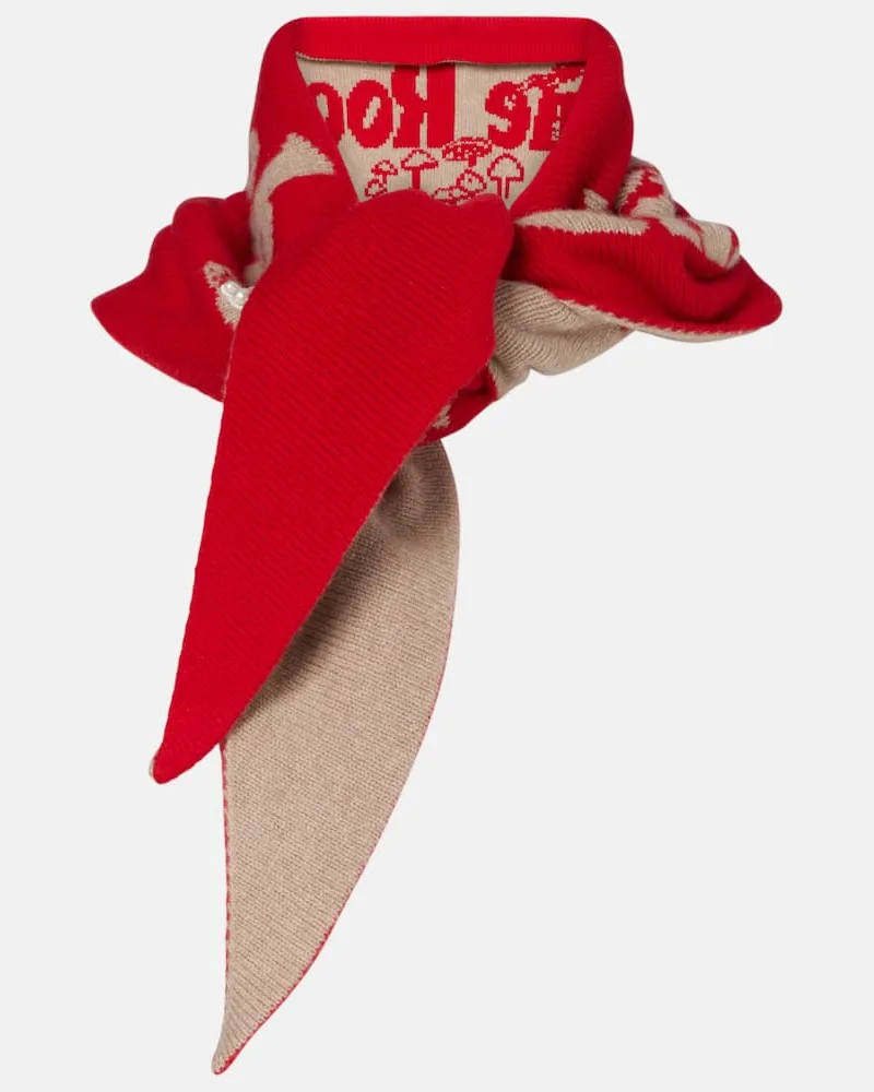 Simone Rocha Schal aus Wolle und Kaschmir mit Zierperlen Rot