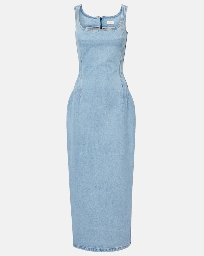 Magda Butrym Midikleid aus Denim Blau