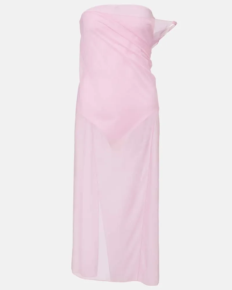 Courrèges Courrèges Midikleid aus Jersey und Crêpe Rosa