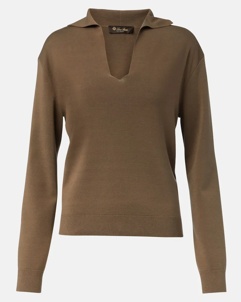Loro Piana Polopullover Siena aus Seide und Baumwolle Braun