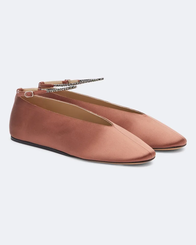 Le Monde Béryl Le Monde Béryl Verzierte Ballerinas Olympia aus Satin Braun