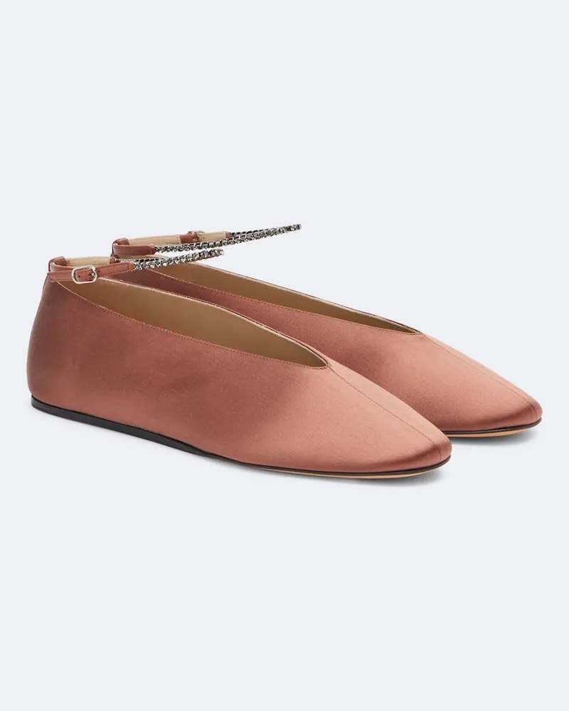 Le Monde Béryl Le Monde Béryl Verzierte Ballerinas Olympia aus Satin Braun