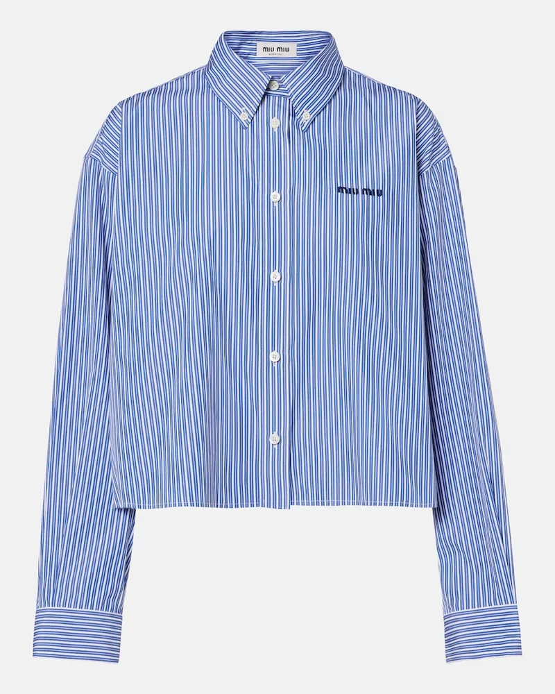 Miu Miu Cropped-Hemd aus Baumwollpopeline Blau