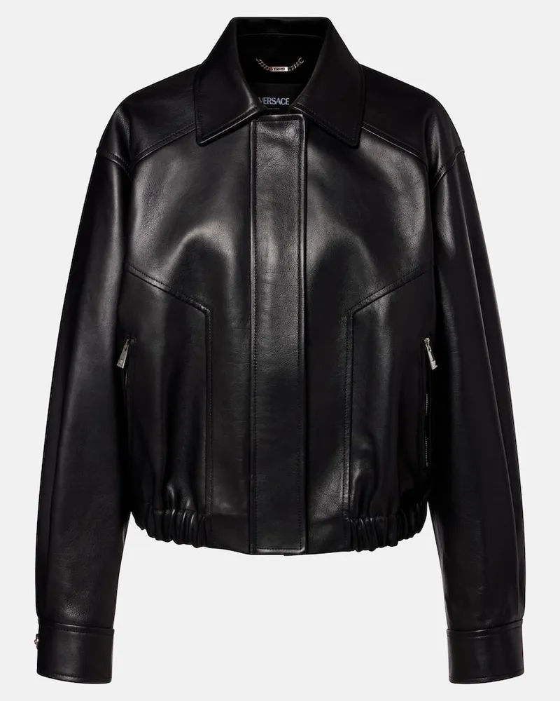 Versace Blouson aus Leder Schwarz