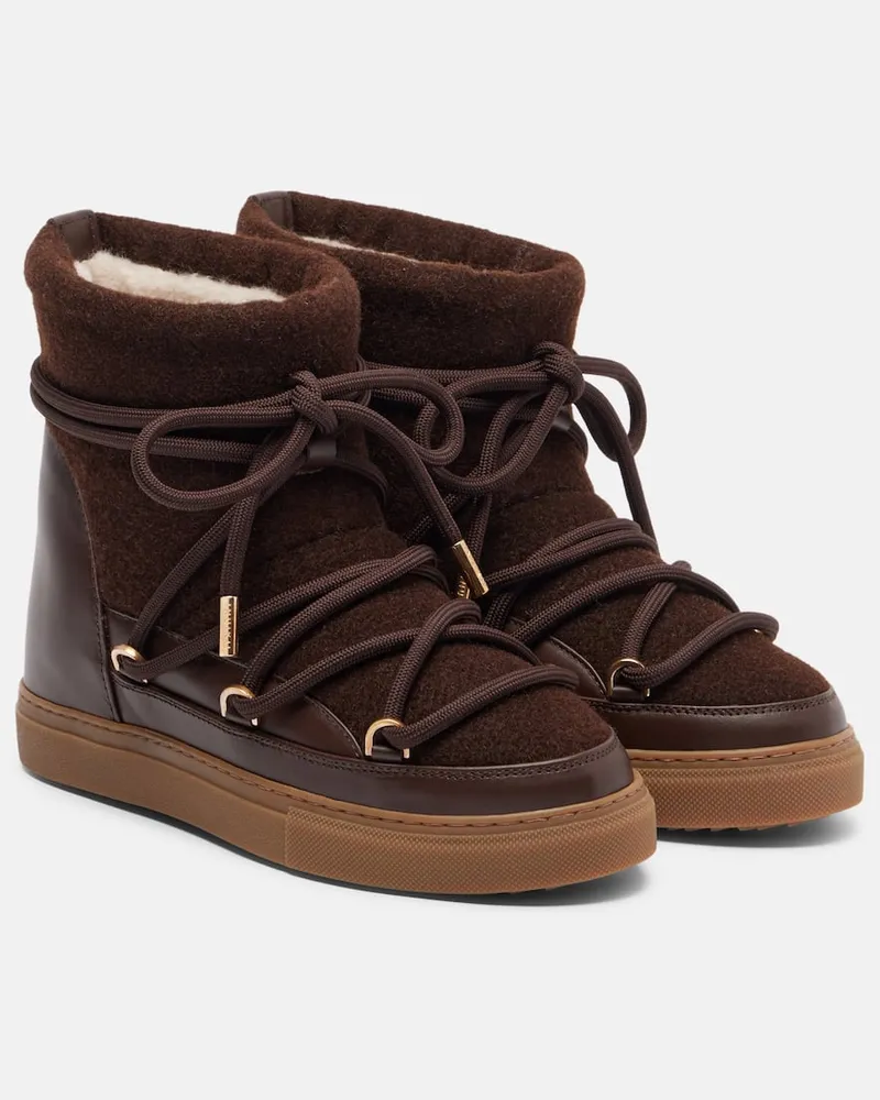 INUIKII Schneestiefel Felt Wedge mit Leder Braun