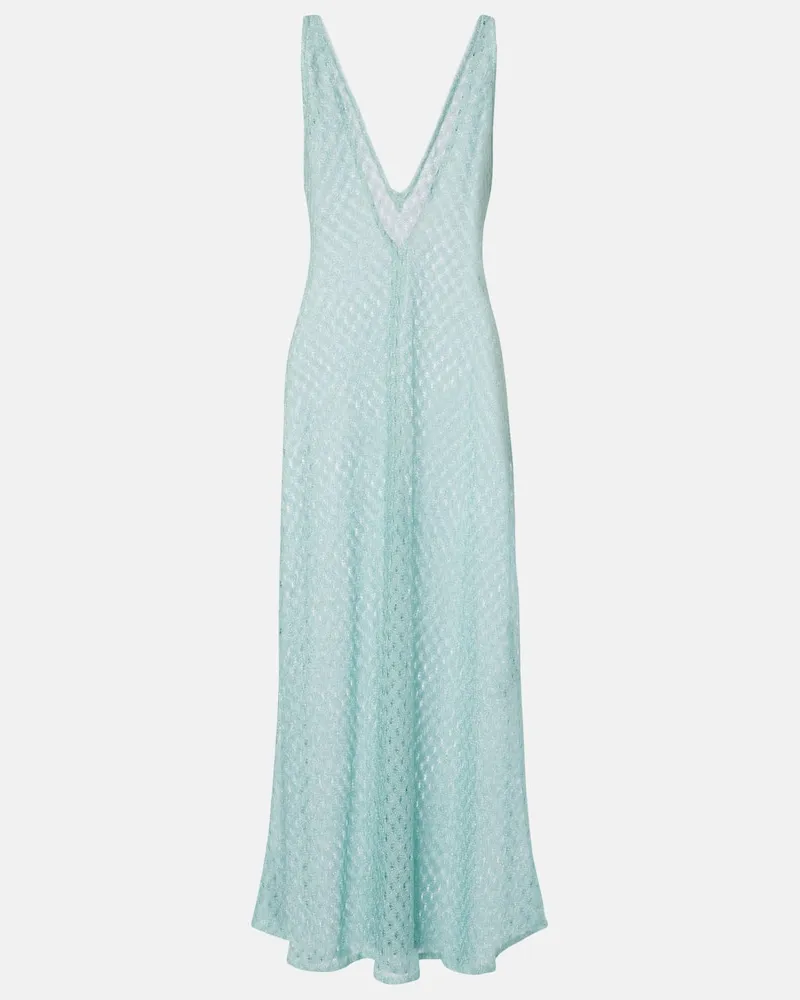 Missoni Maxikleid aus Häkelstrick Blau