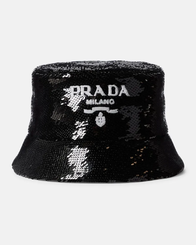 Prada Hut mit Pailletten Schwarz