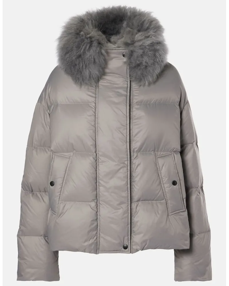 Yves Salomon Daunenjacke mit Shearling Grau