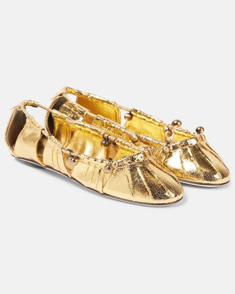 Chloé Chloé Ballerinas Luna aus Metallic-Leder Gold