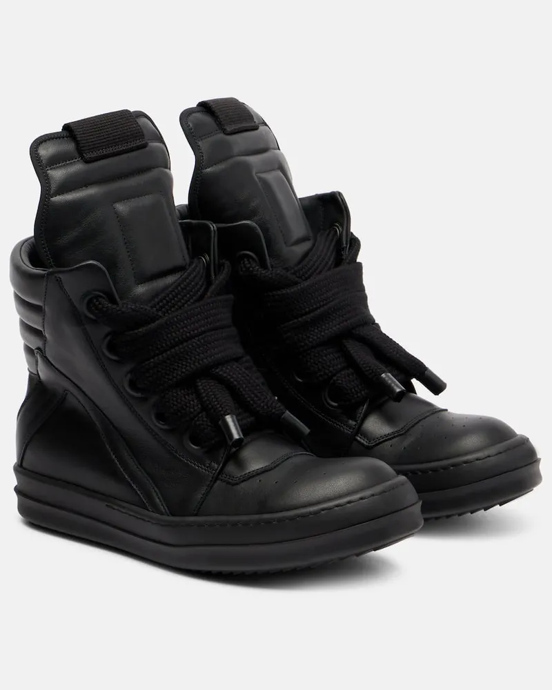 Rick Owens Sneakers Jumbolace Geobasket aus Leder Schwarz