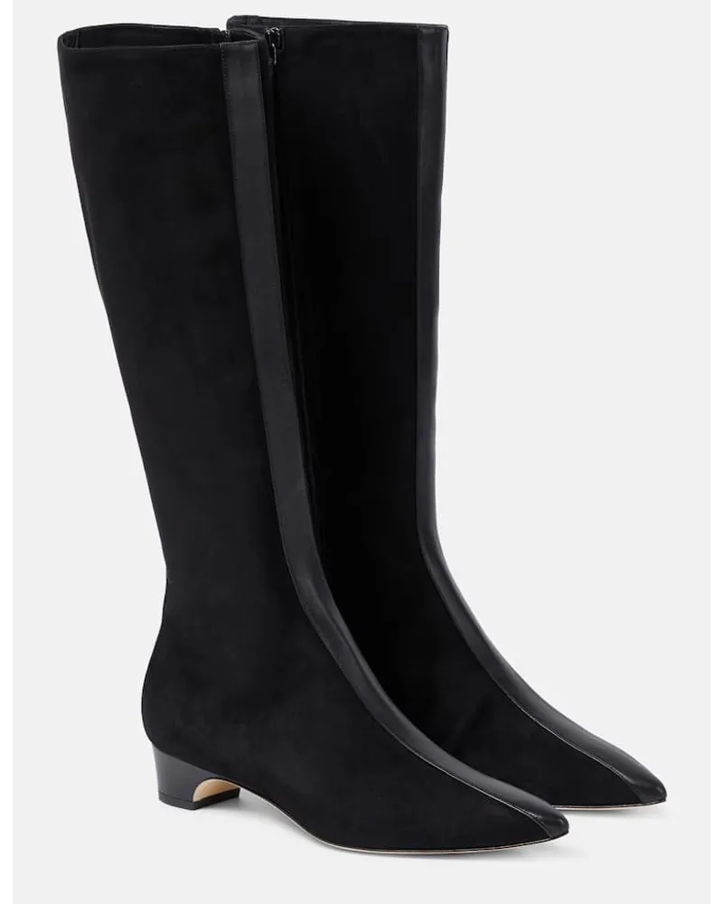 Manolo Blahnik Stiefel Gandulapla aus Veloursleder Schwarz