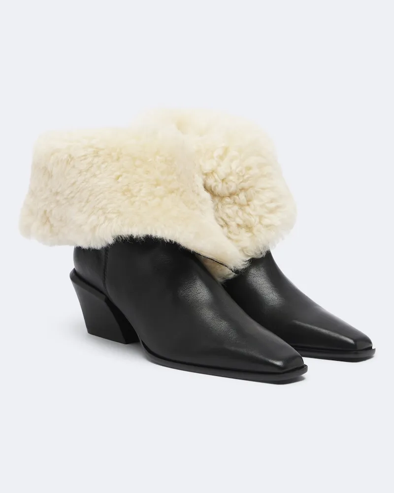 Paris Texas Ankle Boots Bettina aus Leder mit Shearling Schwarz