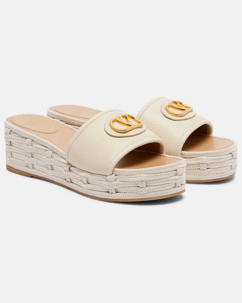 Valentino Garavani Plateau-Pantoletten VLogo aus Leder Weiß