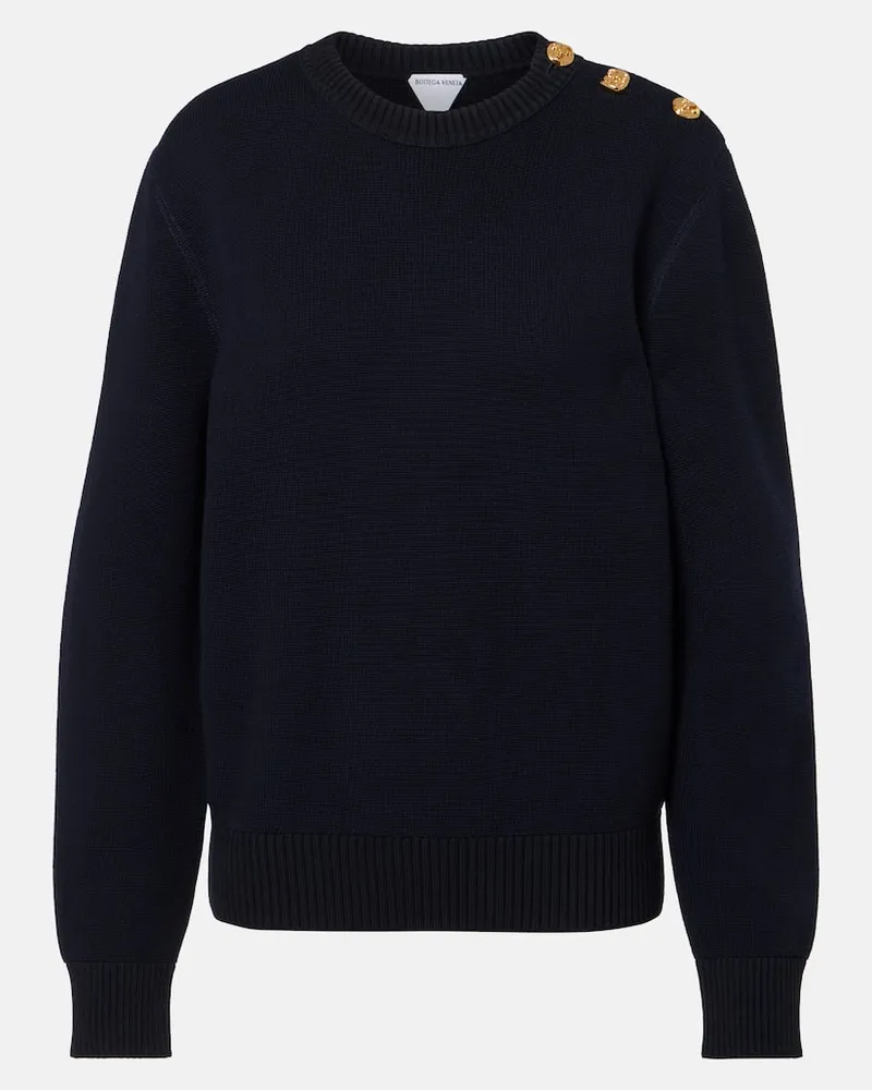 Bottega Veneta Pullover Knot aus Wolle und Baumwolle Blau