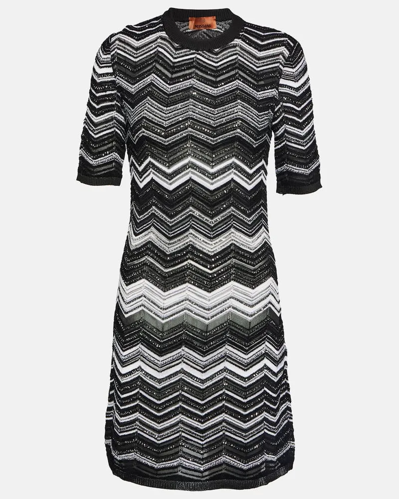 Missoni Verziertes Minikleid aus Strick Schwarz