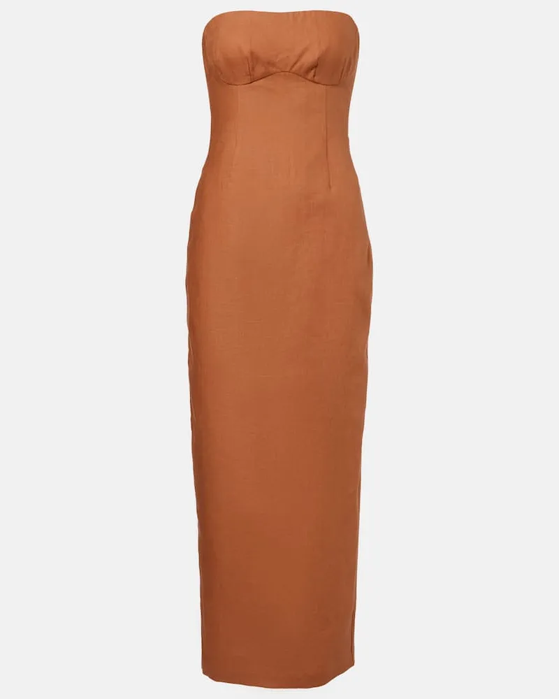 SIR Maxikleid Evalita aus Leinen Braun