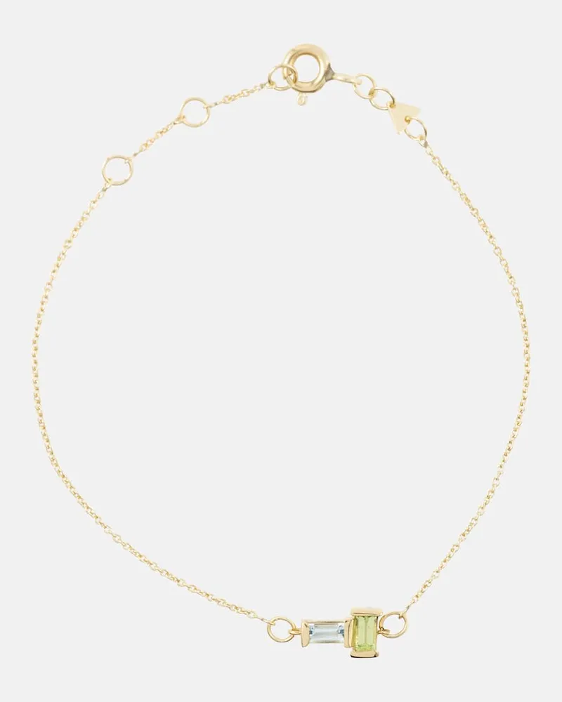 Aliita Armband Tu Y Yo aus 9kt Gelbgold mit Peridot und Aquamarin Multicolor