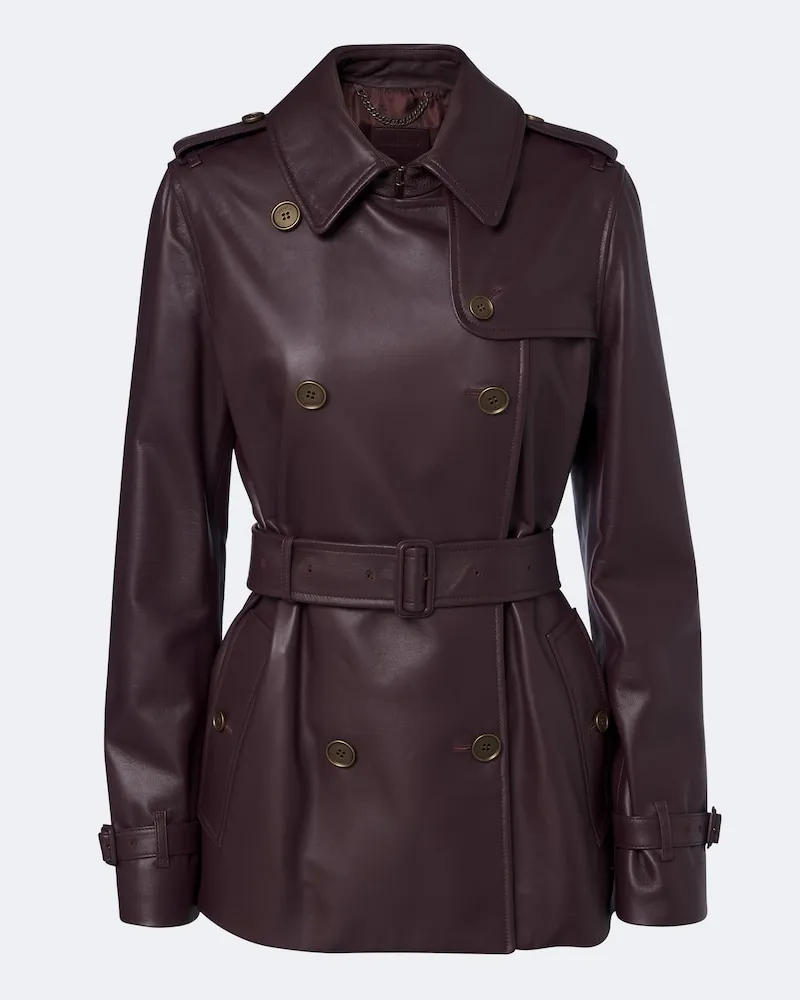 Burberry Trenchcoat aus Leder Burgunderrot