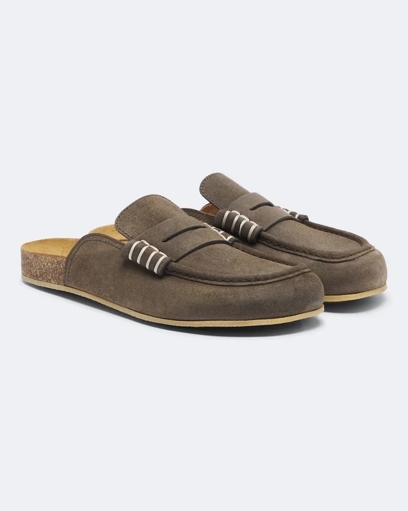 J.W.Anderson Mules Stitch aus Veloursleder Grau