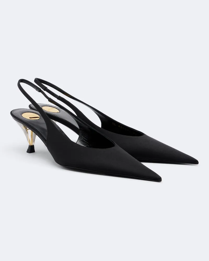 Saint Laurent Slingback-Pumps Fanny aus Satin Schwarz