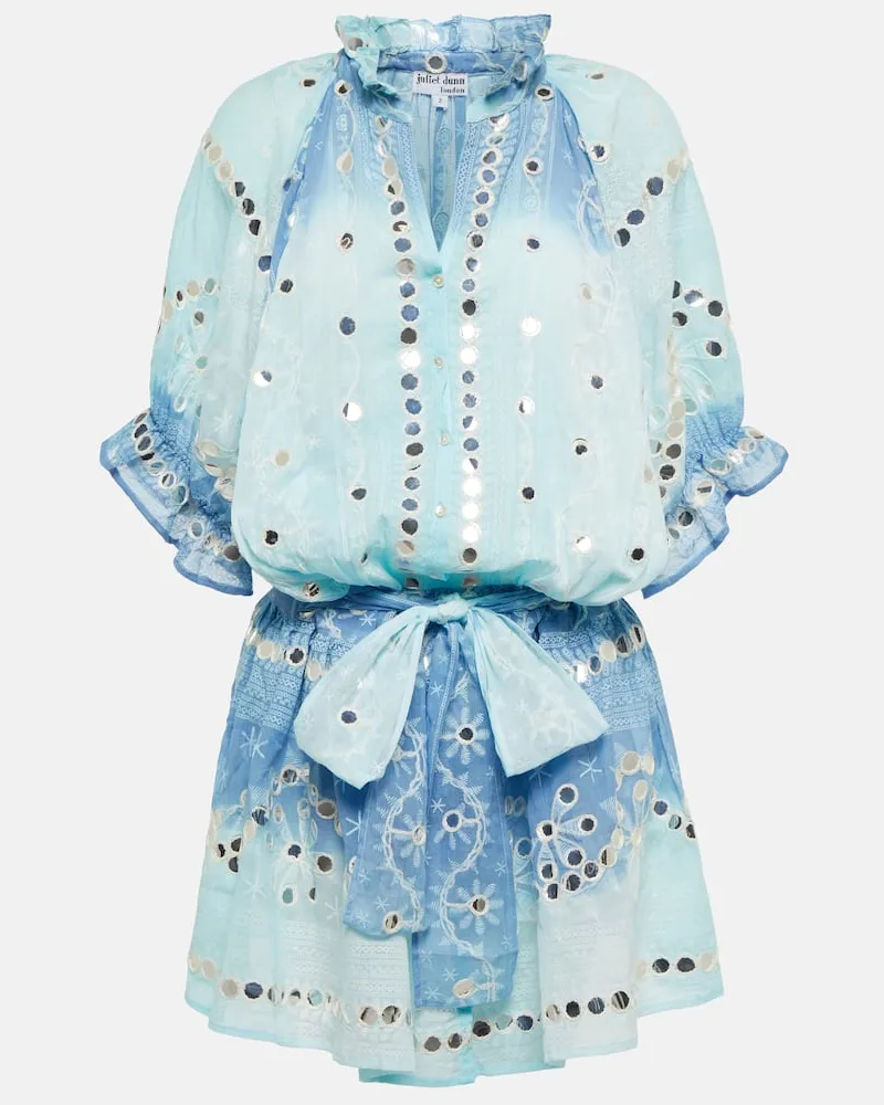 Juliet Dunn Minikleid mit Rüschen aus Baumwolle Blau
