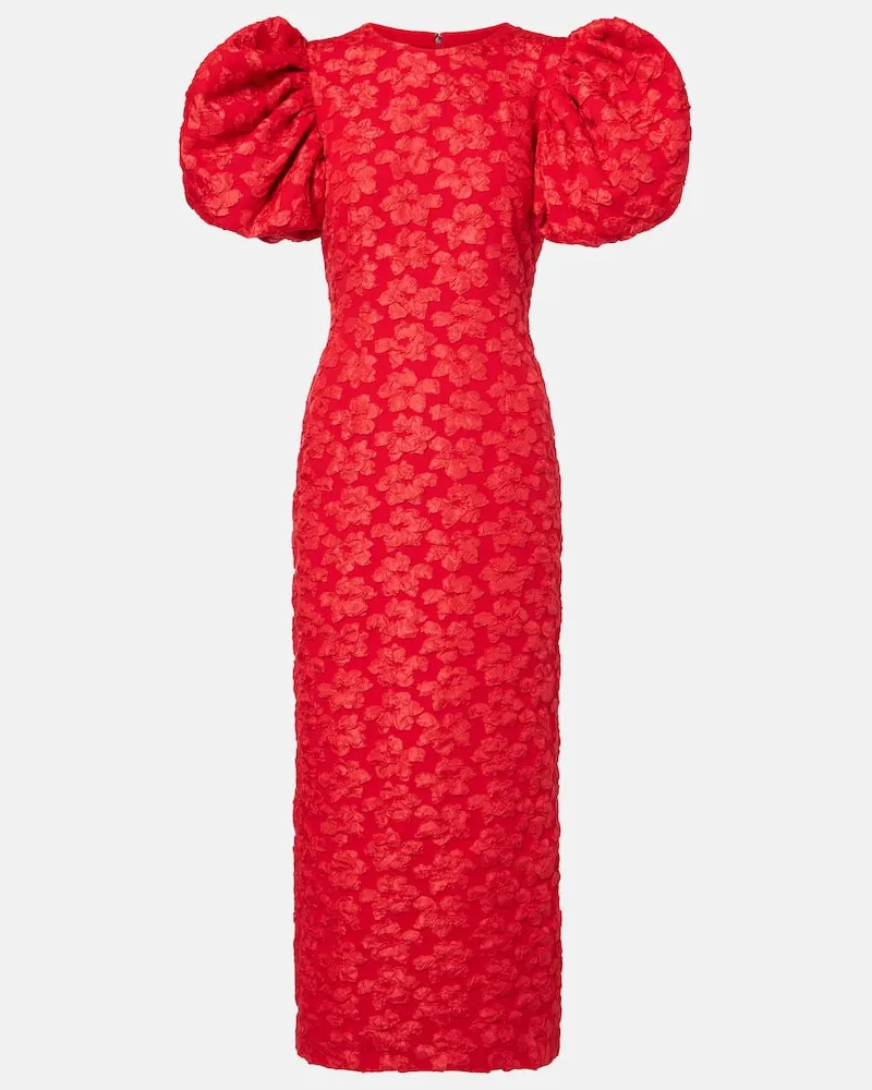 ROTATE Birger Christensen Midikleid aus Jacquard Rot