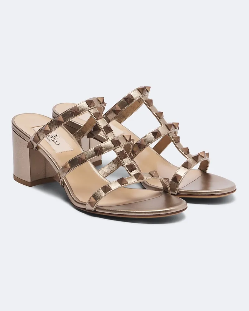 Valentino Garavani Sandalen Rockstud aus Metallic-Leder Gold