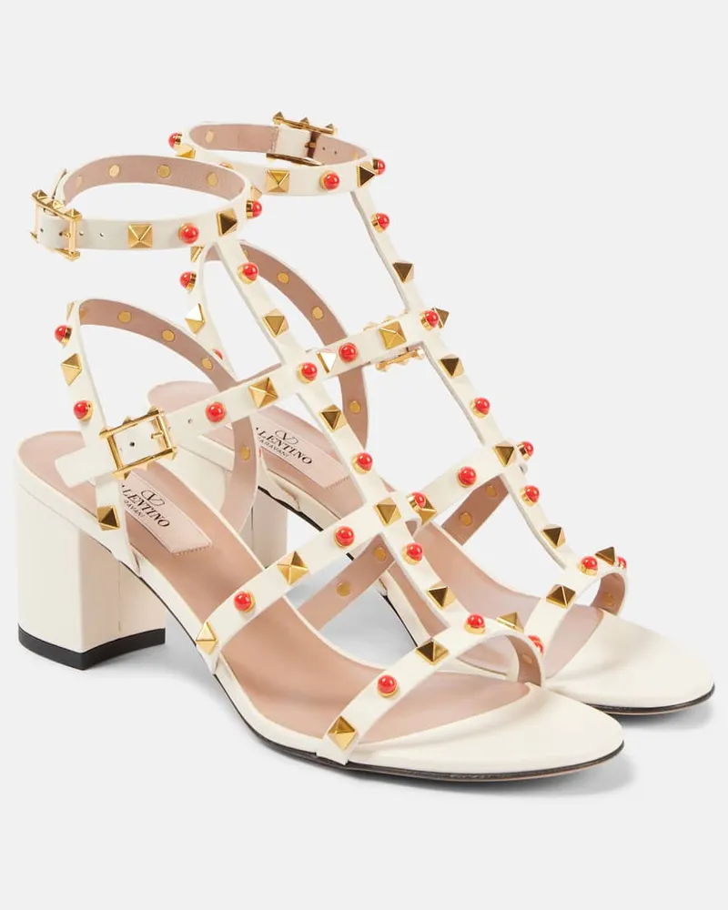 Valentino Garavani Sandalen Rockstud 60 aus Leder Weiß