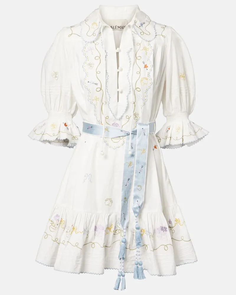 ALEMAIS Alémais Besticktes Minikleid Giulia aus Baumwolle Weiß