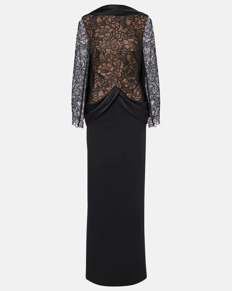 Safiyaa Robe Serryna mit Spitze Schwarz