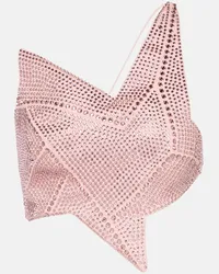 Area Cropped-Top aus Jersey mit Kristallen Pink