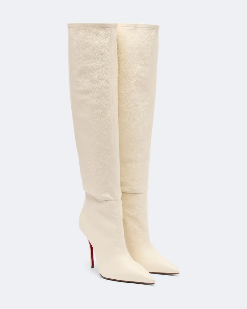 Christian Louboutin Kniehohe Stiefel Zependris aus Leder Weiß