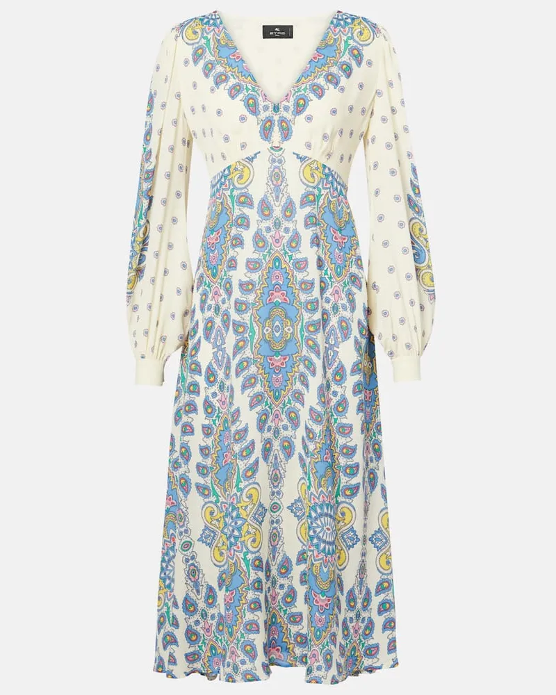 Etro Midikleid aus Crêpe de Chine Multicolor