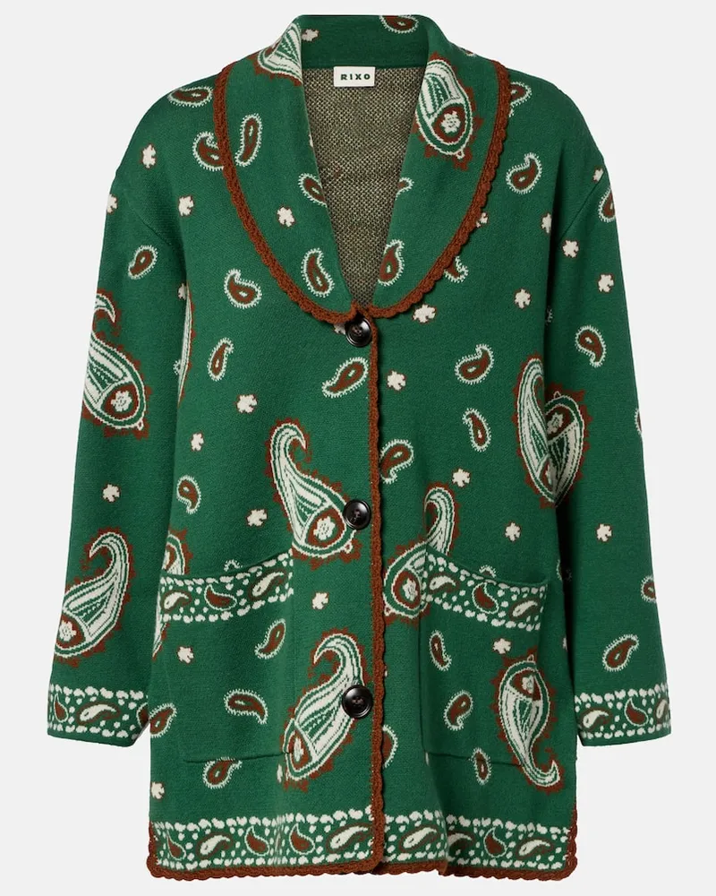 RIXO Cardigan Morla aus Wolle und Baumwolle Grün