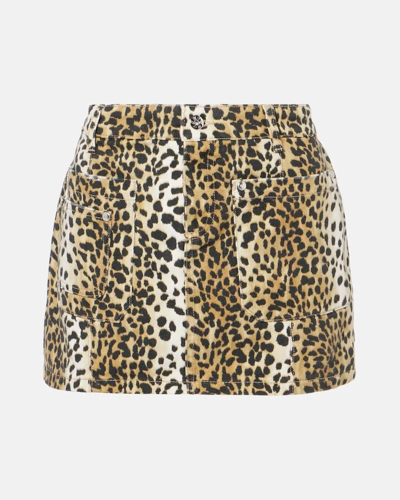 Blumarine Bedruckter Minirock aus Baumwolle Braun
