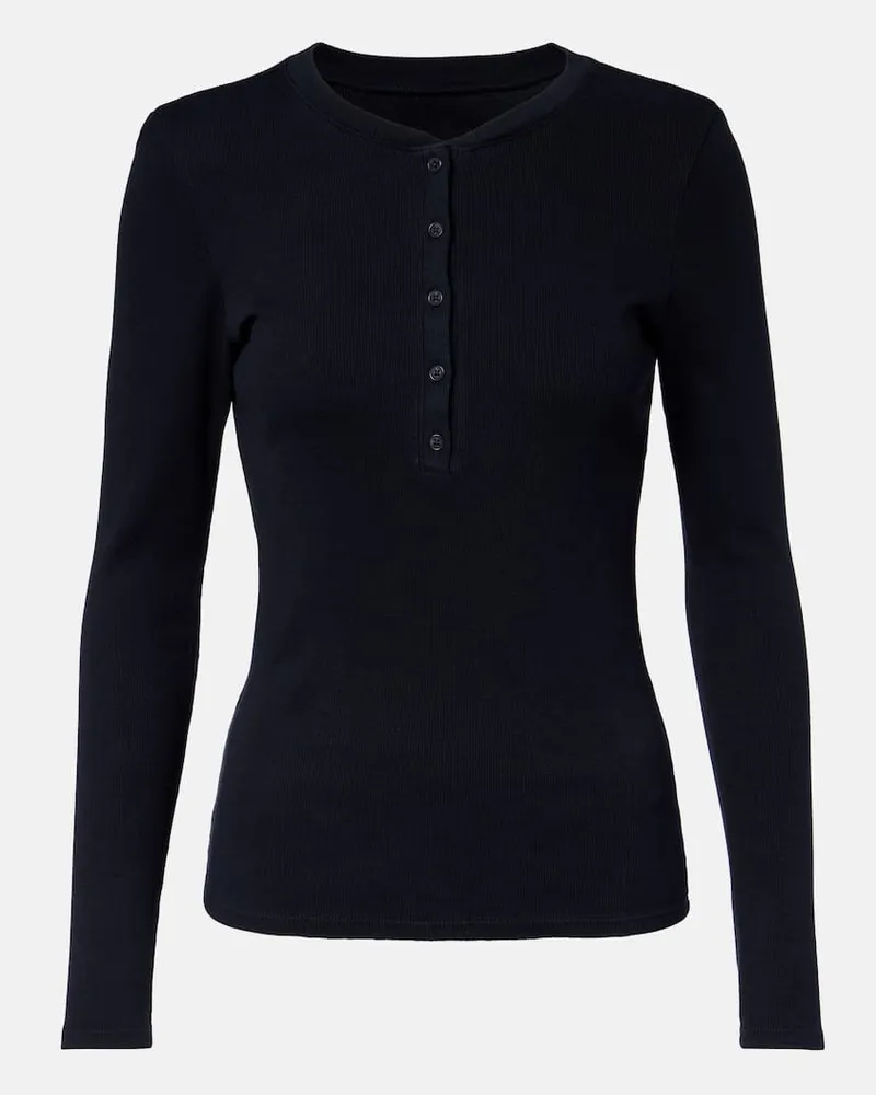 Nili Lotan Henley-Top Jordan aus Baumwolle Blau