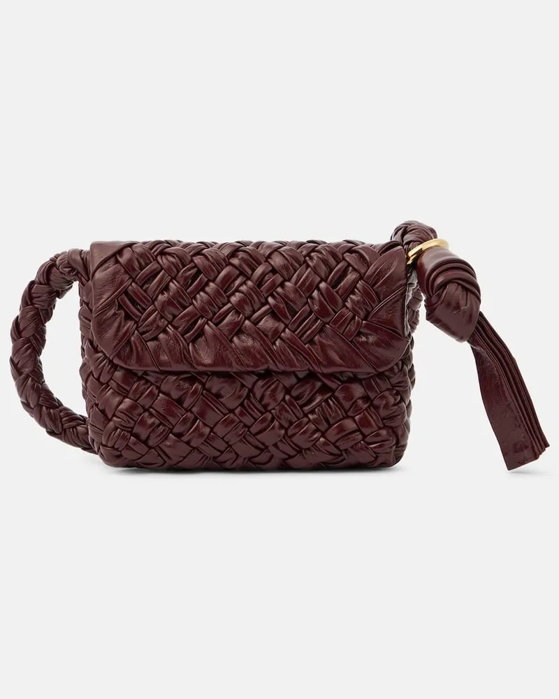 Bottega Veneta Schultertasche Kalimero Città Small aus Leder Burgunderrot