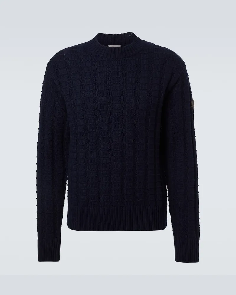 Moncler Top aus Wolle und Kaschmir Blau